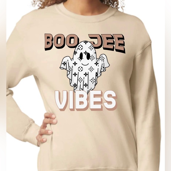 Crew neck unisex size Boo-Jee Vibes tan/sand color sweatshirt 🌼😍 - Picture 1 of 1